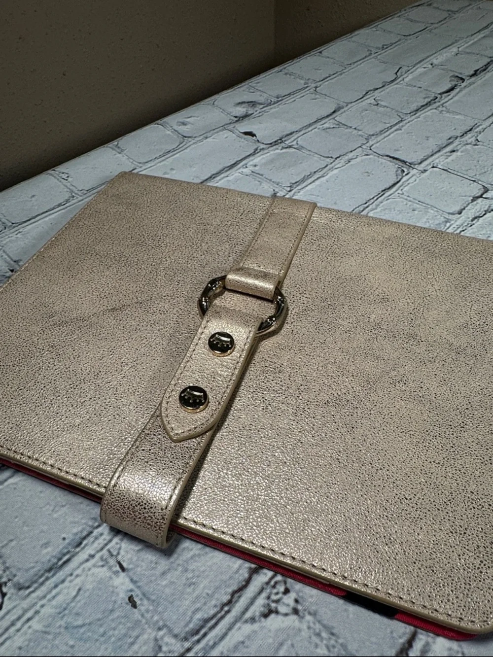 Elaine Turner Gold Metallic iPad case snap closure business card holder